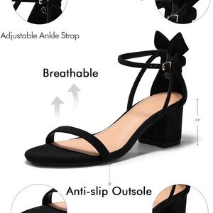 Size 8 Low Heels Open Toe One Strap Heeled Sandals Bow Ankle Strap